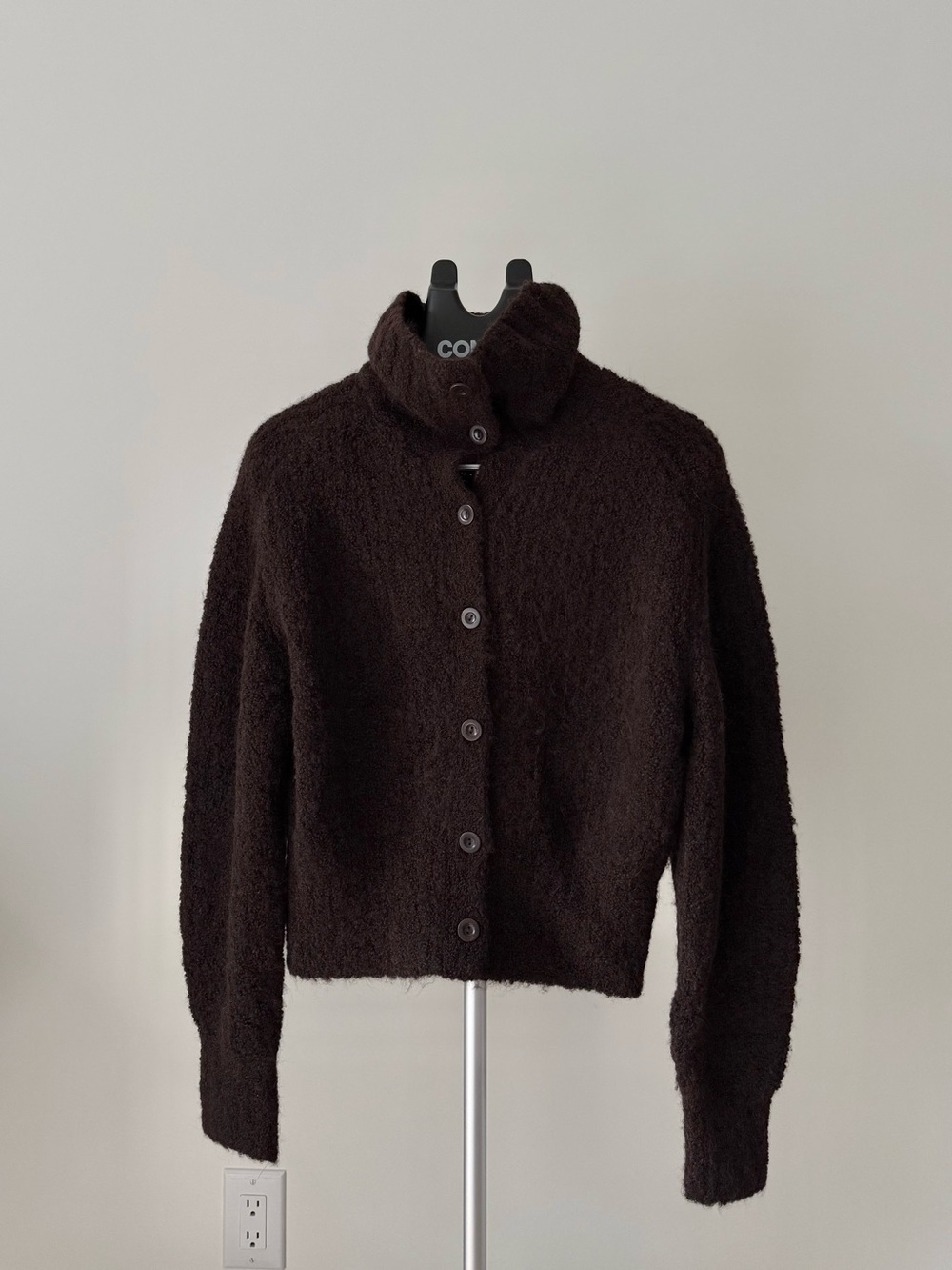 COS spread-collar textured alpaca cardigan